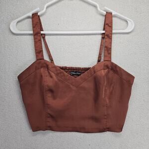 Abercrombie and Fitch Crop Tank Womens M Satin Sleeveless Smocked Back